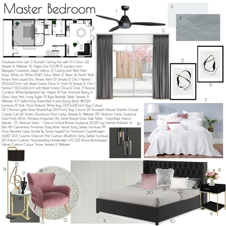 Master Bedroom Sample Board Interior Design Mood Board by hirraazher on Style Sourcebook