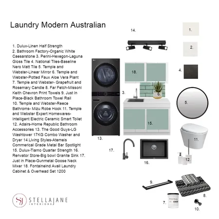 Laundry- Modern Australian Interior Design Mood Board by StellaJane Interiors on Style Sourcebook