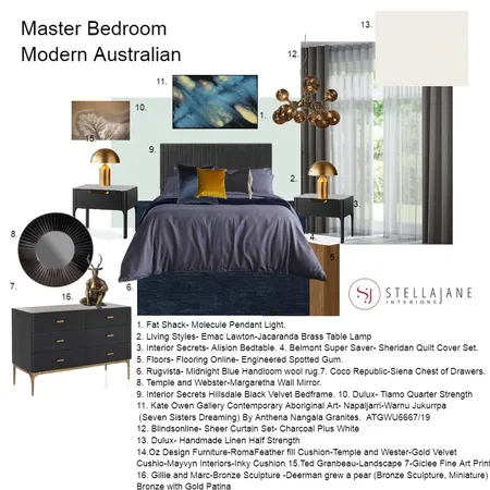 Modern Australian Master Bedroom Interior Design Mood Board by StellaJane Interiors on Style Sourcebook