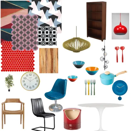 Mid century modern kitchen/ dining room Interior Design Mood Board by Jooo on Style Sourcebook