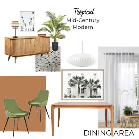 Tropical Mid Century Dining Interior Design Mood Board by aimeegandia on Style Sourcebook