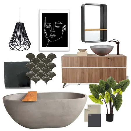 Moody bathroom Interior Design Mood Board by aalia on Style Sourcebook