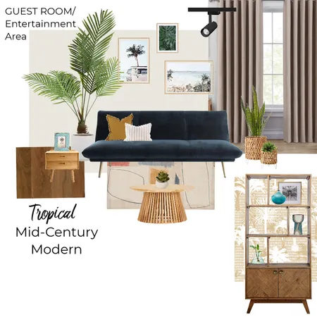 Tropical Mid Century Guest Room 2 Interior Design Mood Board by aimeegandia on Style Sourcebook