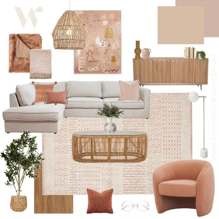 pink & peach living room Interior Design Mood Board by The Whole Room on Style Sourcebook