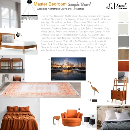 Terracotta and Grey Master Bedroom Interior Design Mood Board by Seal Interiors on Style Sourcebook