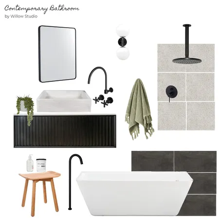 Moody Bathroom Interior Design Mood Board by Willow Studio on Style Sourcebook