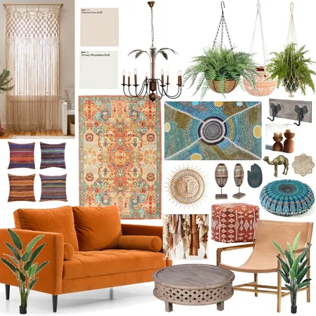 Bohemian Living Room Interior Design Mood Board by storay on Style Sourcebook