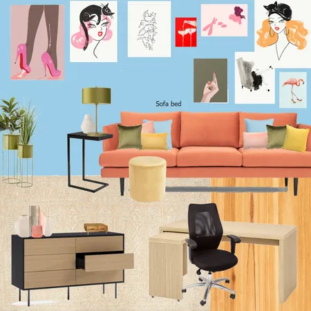 Office - orange - blue Interior Design Mood Board by randomly_chaotic on Style Sourcebook