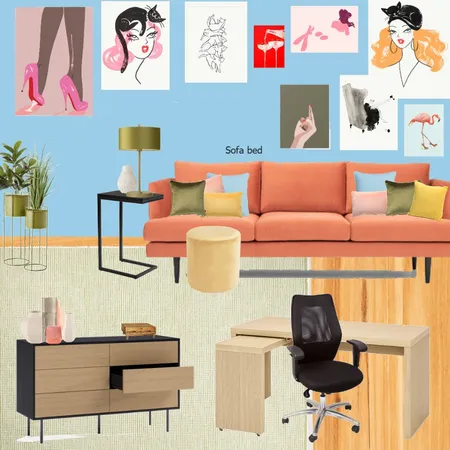 Office - orange - blue - green Interior Design Mood Board by randomly_chaotic on Style Sourcebook