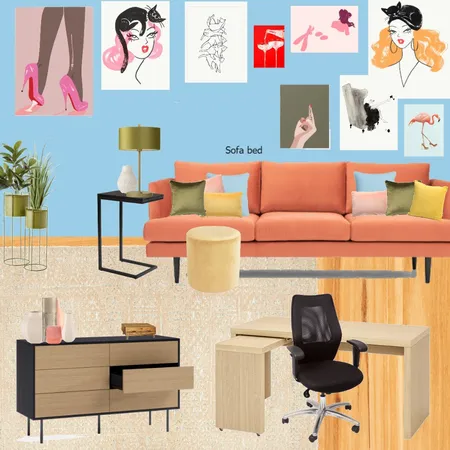 Office - orange - blue - beige Interior Design Mood Board by randomly_chaotic on Style Sourcebook