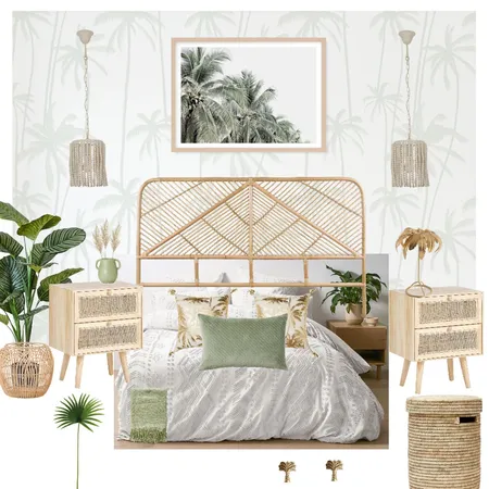 Tropical Boho Bedroom Interior Design Mood Board by Ness Decorates on Style Sourcebook