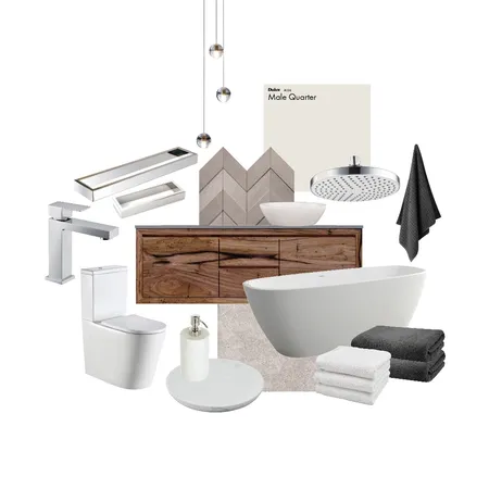 Timber, concrete+stone bathroom Interior Design Mood Board by Stella George Design on Style Sourcebook