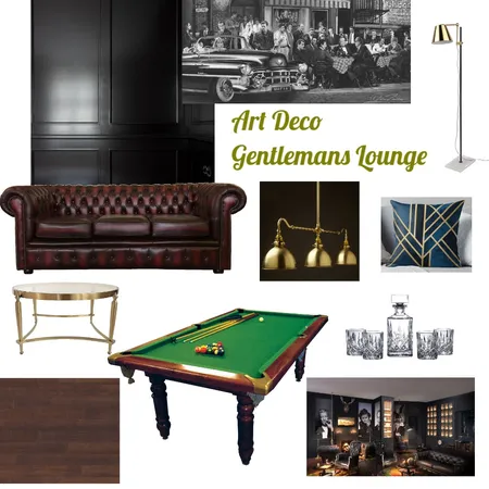 Art Deco Gentlemans Lounge Interior Design Mood Board by Interiors by Nadine Louise on Style Sourcebook