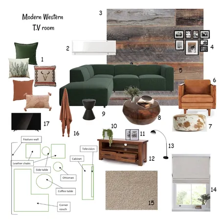 Modern western T.V room Interior Design Mood Board by Joybird on Style Sourcebook