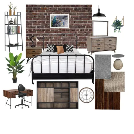 INDUSTRIAL BEDROOM Interior Design Mood Board by payal thakre on Style Sourcebook