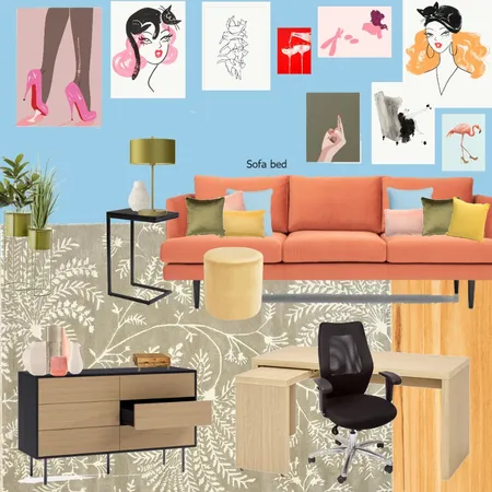 Office - orange - blue - beige - rung change Interior Design Mood Board by randomly_chaotic on Style Sourcebook