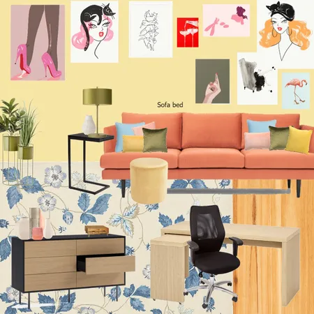 Office - orange - repaint  strawberry rug Interior Design Mood Board by randomly_chaotic on Style Sourcebook