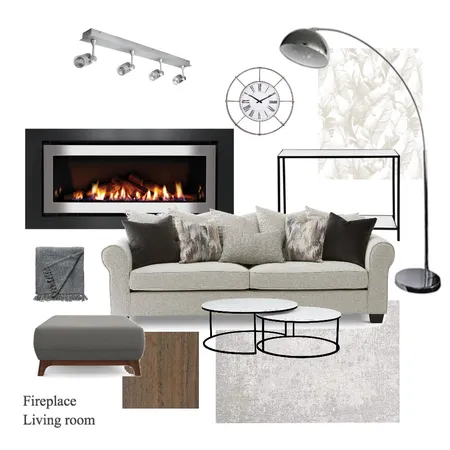 Fireplace grey living room Interior Design Mood Board by Anastasia U on Style Sourcebook