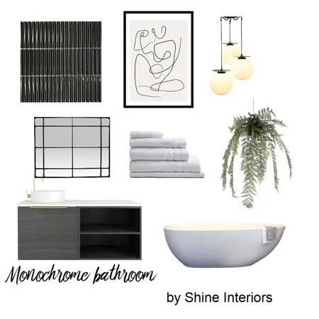 Monochrome Bathroom Interior Design Mood Board by Shine Interiors on Style Sourcebook
