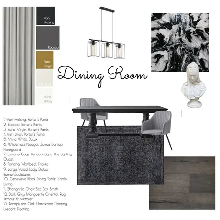 Accented Achromatic Dining Area Design Interior Design Mood Board by Abbey Brookes on Style Sourcebook