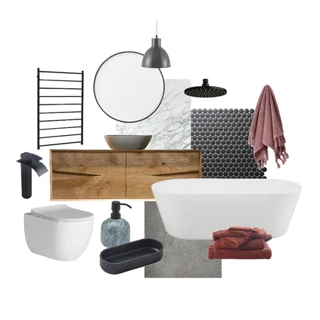 Black + French oak bathroom Interior Design Mood Board by Stella George Design on Style Sourcebook