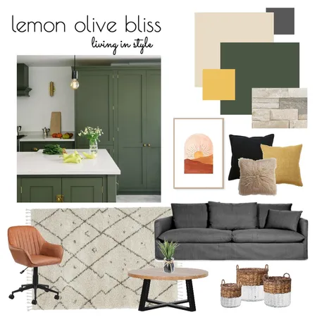 Lemon Olive Bliss Living Room Interior Design Mood Board by tiffanytnniquette1224 on Style Sourcebook