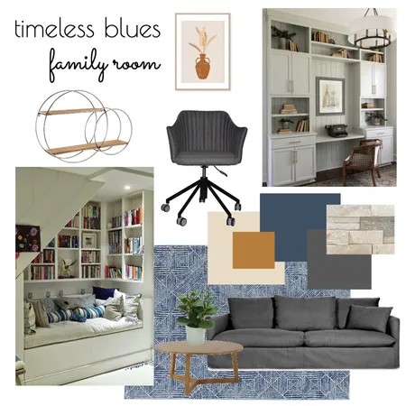 Timeless Blues Family Room Interior Design Mood Board by tiffanytnniquette1224 on Style Sourcebook