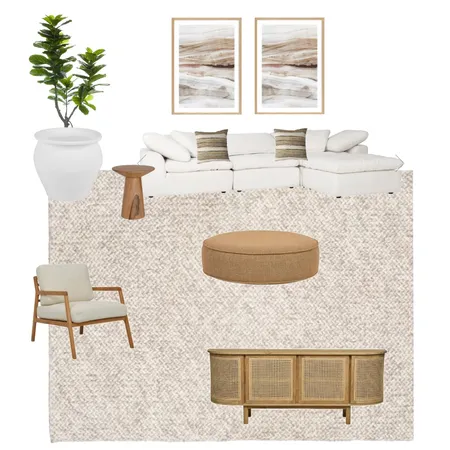 Vanessa Main Living Mood Board - Camel Leather Boucle & Light Oak Chair - Sketch Globewest Interior Design Mood Board by Insta-Styled on Style Sourcebook