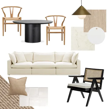 Black, neutral and rattan Interior Design Mood Board by Vienna Rose Interiors on Style Sourcebook