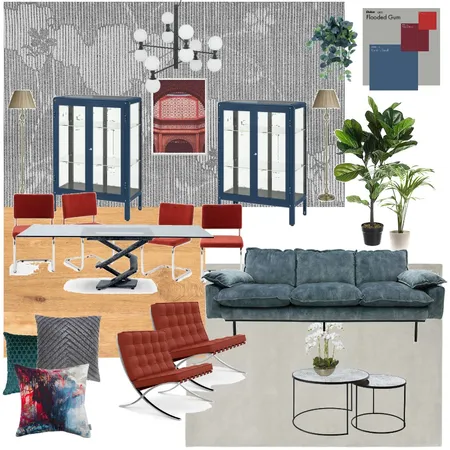 gabriella grigio rosso blu terza versione Interior Design Mood Board by silviapensotti on Style Sourcebook