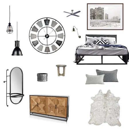 Industrial Bedroom Interior Design Mood Board by xLatiziax on Style Sourcebook