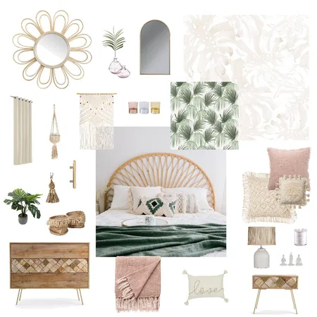 Boho Bedroom Interior Design Mood Board by xLatiziax on Style Sourcebook