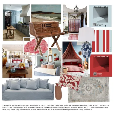 Blues & Reds Interior Design Mood Board by Caley Ashpole on Style Sourcebook