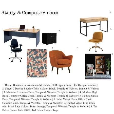 Study & Computer room Interior Design Mood Board by Dona j Designs on Style Sourcebook