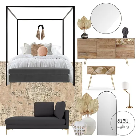 Brown black and gold Master Bedroom Interior Design Mood Board by Sisu Styling on Style Sourcebook