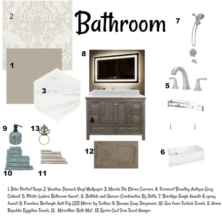 Bathroom Module 9 Final Interior Design Mood Board by BriannaStarr on Style Sourcebook