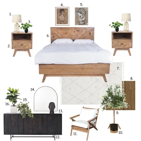 Accented Achromatic Bedroom Interior Design Mood Board by Kayla Blom on Style Sourcebook