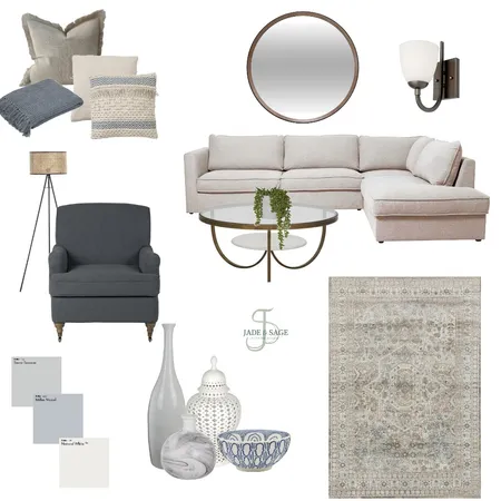 Refined Transitional Farmhouse living room Interior Design Mood Board by JADE & SAGE on Style Sourcebook