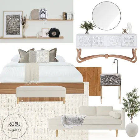 Black White and Bright Master Bedroom Interior Design Mood Board by Sisu Styling on Style Sourcebook