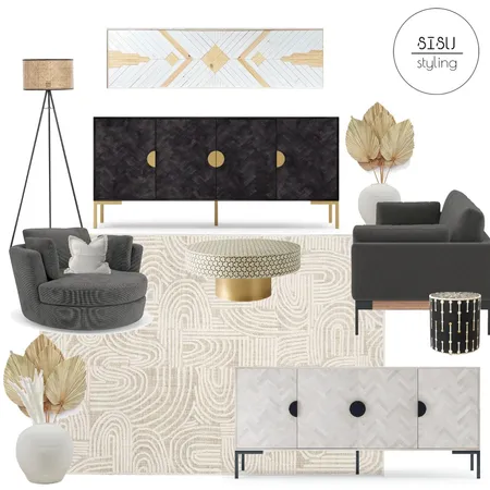 Boho black and beige lounge Interior Design Mood Board by Sisu Styling on Style Sourcebook