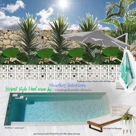 resort style pool area Interior Design Mood Board by sharkeyinteriors on Style Sourcebook