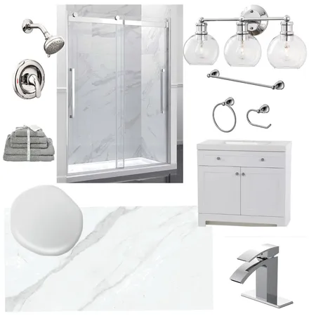 Bathroom 2 - Grey White Chrome Interior Design Mood Board by ANNA1717 on Style Sourcebook