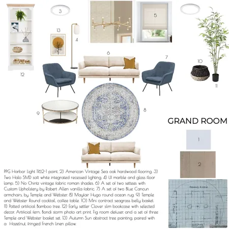module 9, Grand Room sample board Interior Design Mood Board by LUX WEST I.D. on Style Sourcebook