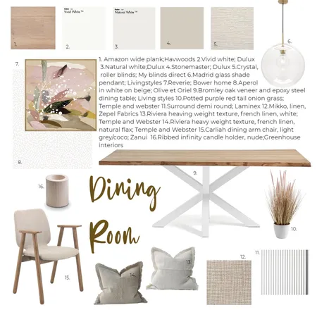 Dining room Interior Design Mood Board by Jungle Bambi Designs on Style Sourcebook