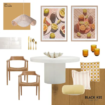 Retro Dining Room Interior Design Mood Board by Black Koi Design Studio on Style Sourcebook