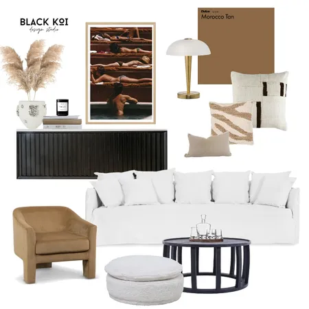 Moody Living Room Interior Design Mood Board by Black Koi Design Studio on Style Sourcebook