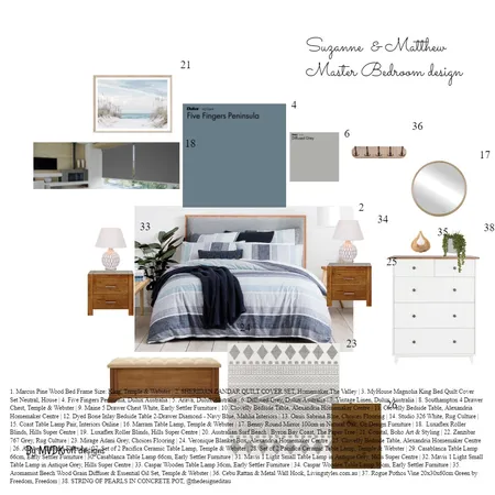 Suzanne & Matthew Master Bedroom Interior Design Mood Board by Mvdkroft on Style Sourcebook