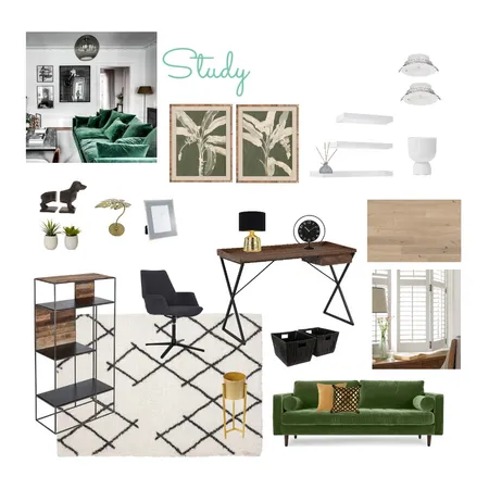 Green Monochromatic Study Interior Design Mood Board by Krystallouise on Style Sourcebook