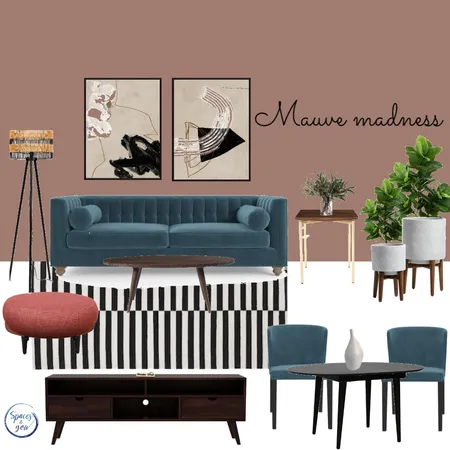 Mauve and Peacock teal living room Interior Design Mood Board by Spaces&You on Style Sourcebook