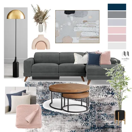 living room blush pink /grey Interior Design Mood Board by madeth.designs on Style Sourcebook